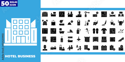 hotel business style glyph icons collection