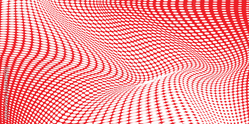 Grunge halftone gradient background. Faded grit noise texture. White and red sand wallpaper. Retro pixelated backdrop. Anime or manga style comic overlay. Vector graphic design textured template