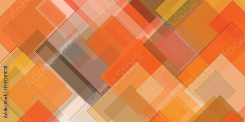 Abstract geometric composition of overlapping translucent squares in warm orange and brown tones