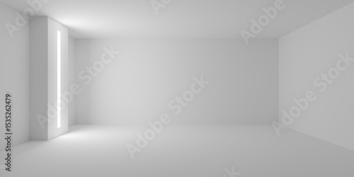 Wallpaper Mural Empty blank white room background with wall pillar with light inlay on the left, modern interior template Torontodigital.ca