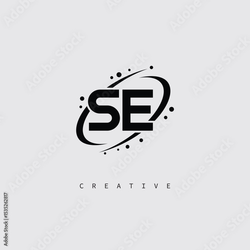 SE Creative Monogram Logo – Minimal Futuristic Letter mark Design with Space Orbit Style and swirl Style  for Modern Branding & Tech Identity