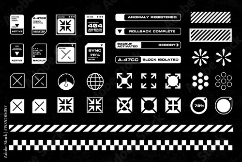 Futuristic streetwear cyberpunk interface element technology graphic vector design template