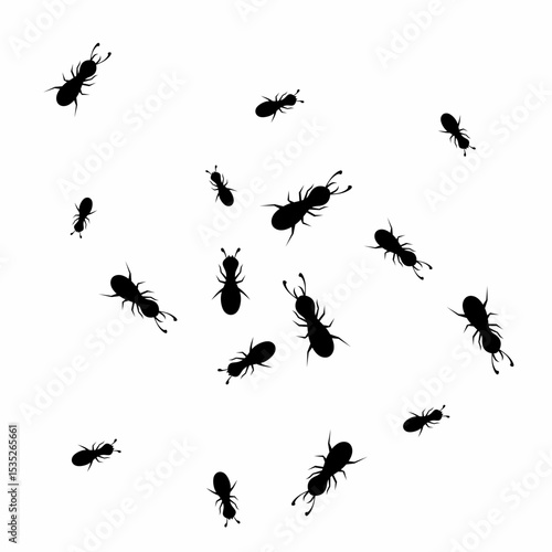 Vector illustration of a termite colony gathering. On a white background.