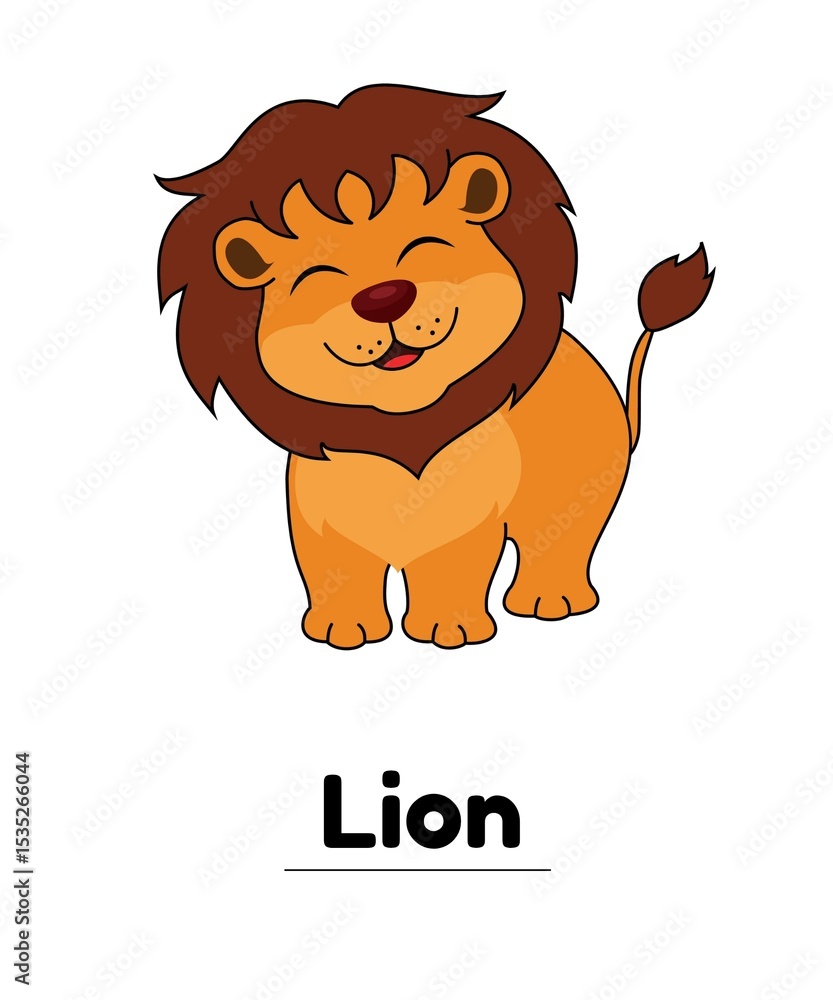 Obraz premium lion vector illustration Flash card 