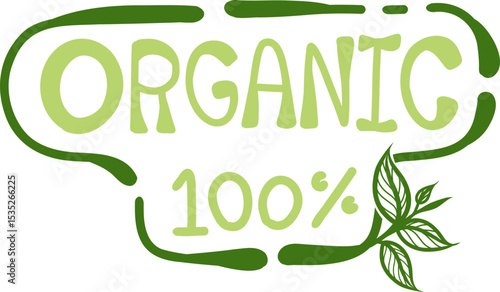 Organic food 100 percent products logo. Ecology farm bio food vector premium badges stock illustration