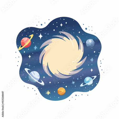 Vector Nebula and galaxies in space. Abstract cosmos background