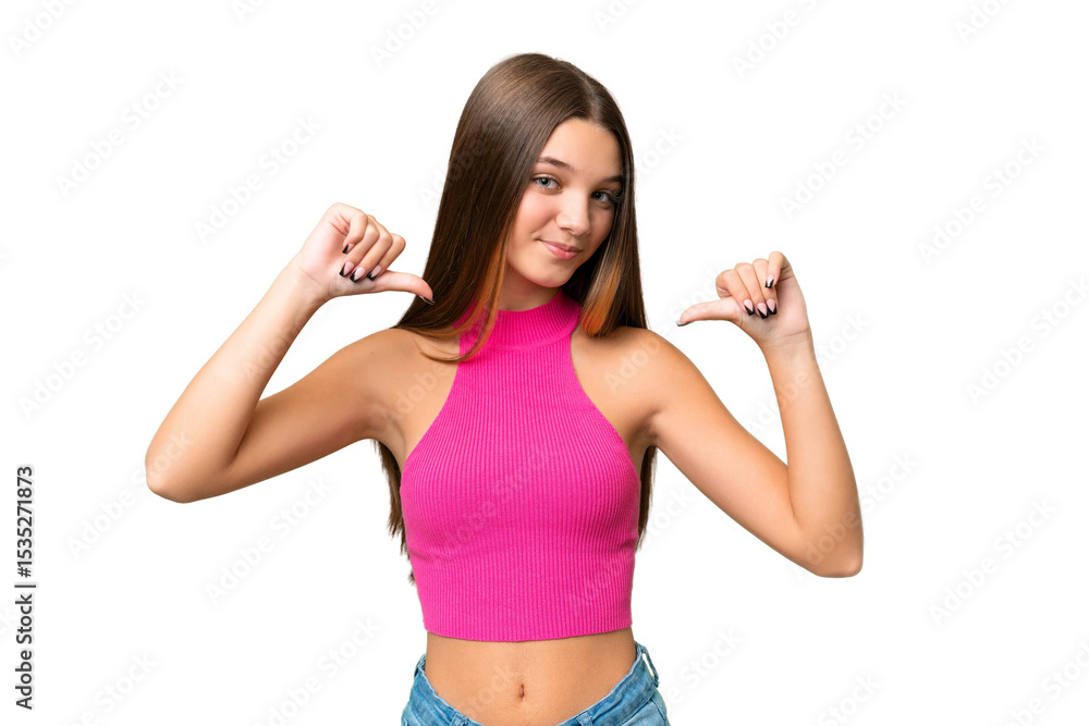 Teenager caucasian girl over isolated background proud and self-satisfied Teenager caucasian girl over isolated background proud and self-satisfied