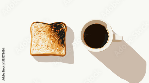 A piece of toasted bread with coffee. Healthy lifestyle and breakfast.