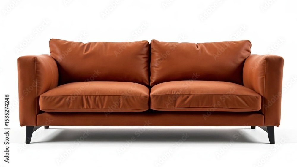 A stylish brown sofa features plush cushions and sleek lines, perfect for enhancing any modern living area or lounge setup A stylish brown sofa features plush cushions and sleek lines, perfect for enhancing any modern living area or lounge setup