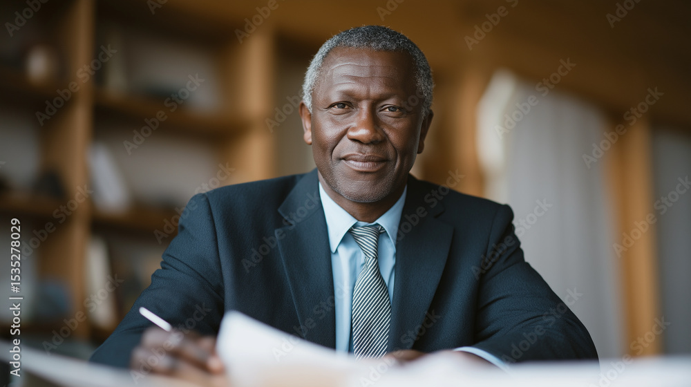 Fototapeta premium Confident African Businessman Leading Productive Meeting Ideas