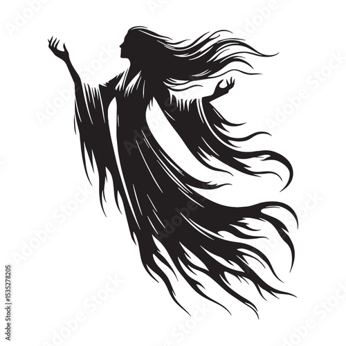Photos Mysterious Banshee Weeping Spirit Form Depiction, Looking Like a Sad Figure in t