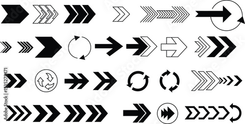 Geometric Arrow and Circle Design Elements - AI Generative
