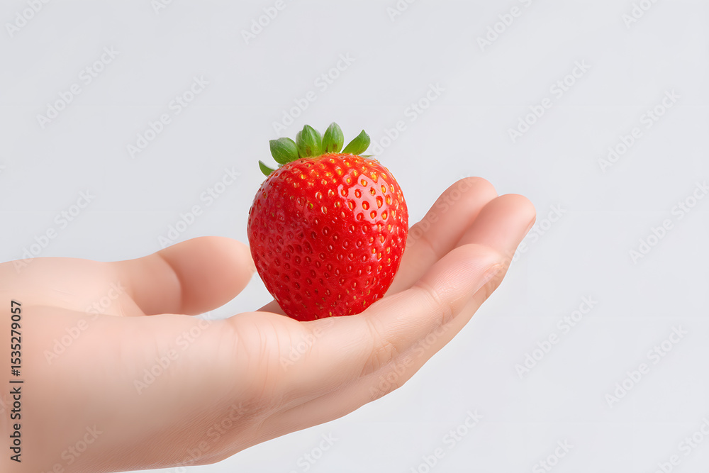 Obraz premium Close-up of a Strawberry Held by Hand