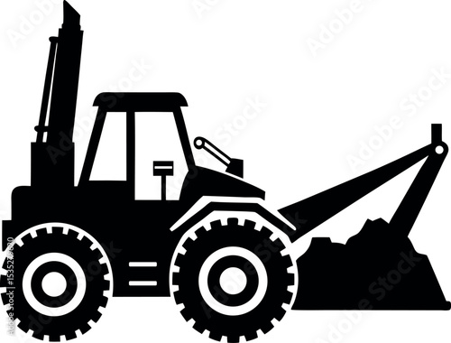 Black and White Wheel Loader Silhouette icon