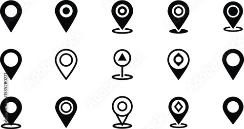 Various Geolocation Pin Icons - AI Generative
