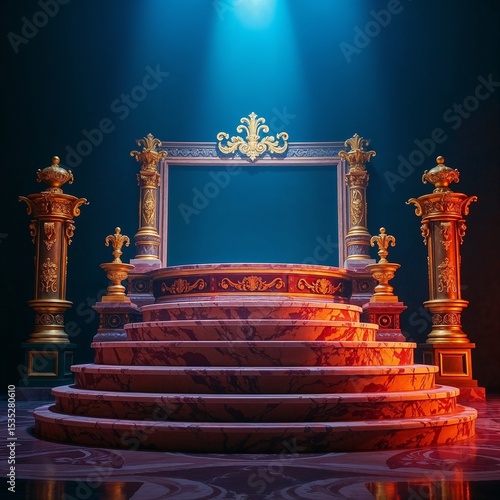 Wallpaper Mural Podium built into a snowy hill with pine trees in the background, soft winter lighting (40) Torontodigital.ca