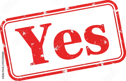 Red Grunge Yes Stamp Agreement, Approval, Confirmation Graphic