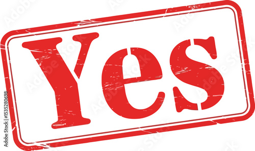 Red Grunge Yes Stamp Approval, Agreement, Confirmation