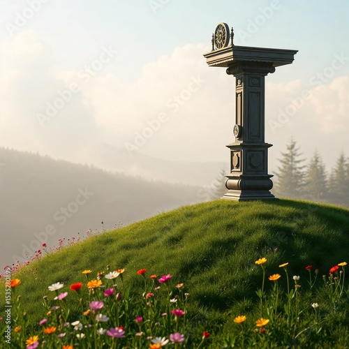 Wallpaper Mural Podium built into a snowy hill with pine trees in the background, soft winter lighting (40) Torontodigital.ca