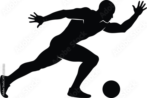 Dynamic Football Player Silhouette with Ball - AI Generative
