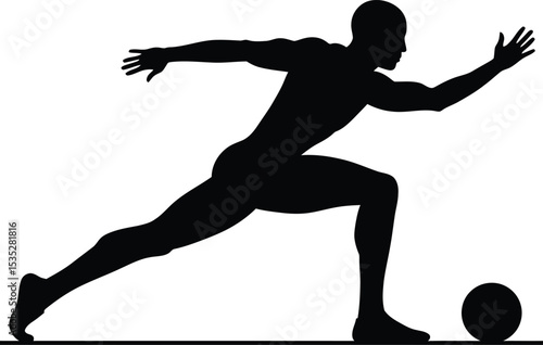 Dynamic Soccer Player Dribbling Silhouette - AI Generative
