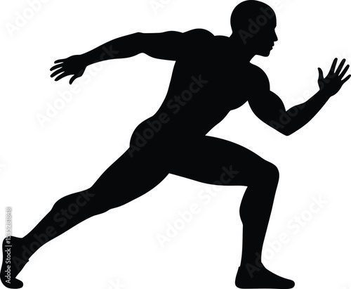 Dynamic Sprinter Athlete Silhouette - AI Generative
