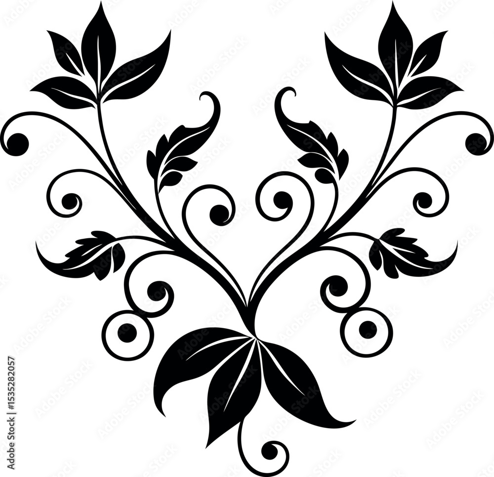 Obraz premium Floral Swirl Design, floral design Silhouette vector element 