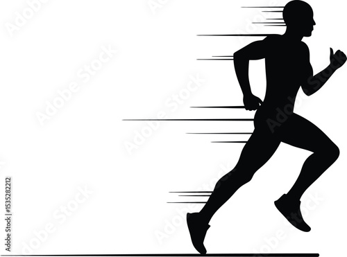 A Dynamic Running Style Man Silhouette with Speed Lines - AI Generative
