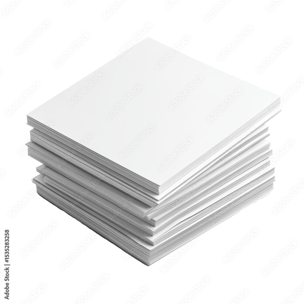 stack of clean white office paper, concept office paper or office work, routine paperwork, isolate on transparent white background stack of clean white office paper, concept office paper or office work, routine paperwork, isolate on transparent white background