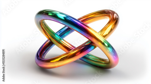 Colorful intertwined rings creating a vibrant three-dimensional design in bright sunlight