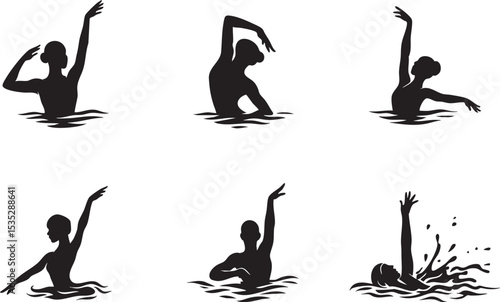 Synchronized Swimming Silhouettes - Aquatic Dance Sport
