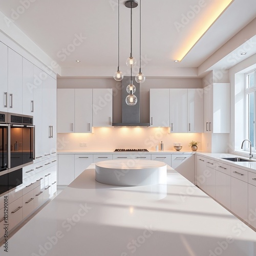 Wallpaper Mural Organized walk-in closet with neutral shelves and a soft square podium placed on plush carpet Torontodigital.ca