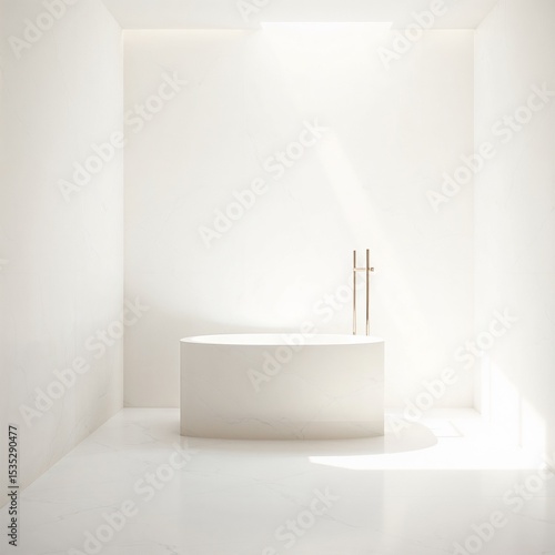 Wallpaper Mural Organized walk-in closet with neutral shelves and a soft square podium placed on plush carpet Torontodigital.ca