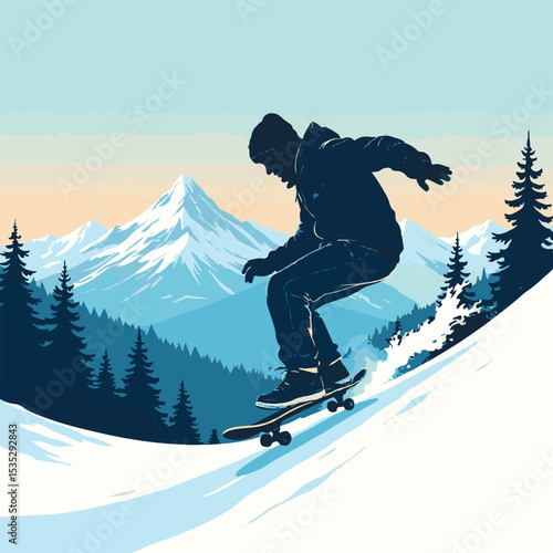 Skateboarder Silhouette - Urban Sports Vector
