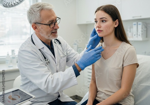 Wallpaper Mural Dermatologist Examining Patients Skin Condition in Brightly Lit Medical Office Setting Torontodigital.ca