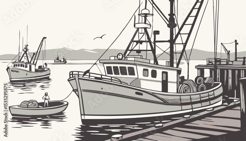 Commercial fishing boats of all kinds and sizes in Homer Harbor in Kachemak Bay, Kenai Peninsula              