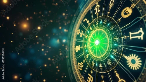 astrology reading concept, Astrology and Zodiac Symbols Mystical Circular Pattern of Celestial Stars Against Dark Background