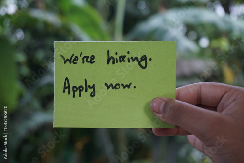 We are hiring trendy card post, Join our team recruiting message, Drop your CV sticky note message, Vacancy here icon