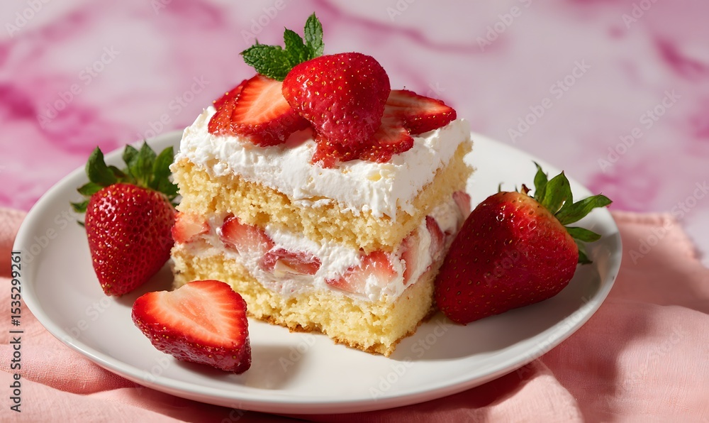 strawberry shortcake with fun background, Generative AI strawberry shortcake with fun background, Generative AI