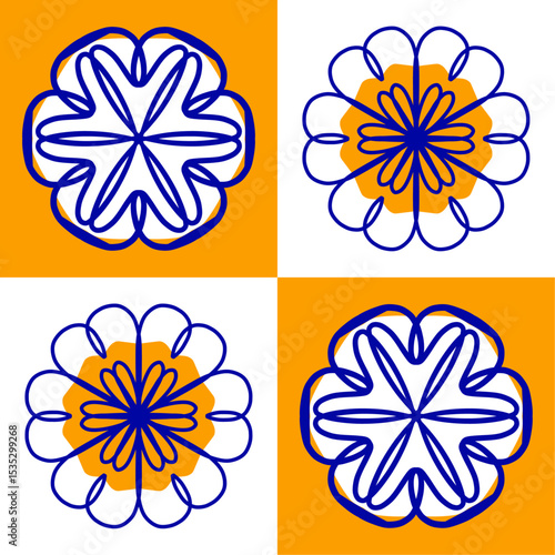 Italian ceramic tile pattern. Mediterranean porcelain pottery. Ethnic folk ornament. Mexican talavera, portuguese azulejo, spanish majolica, arabesque motif