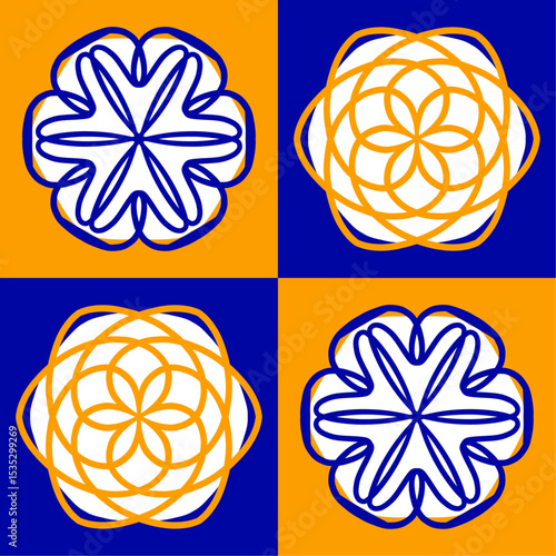 Italian ceramic tile pattern. Mediterranean porcelain pottery. Ethnic folk ornament. Mexican talavera, portuguese azulejo, spanish majolica, arabesque motif