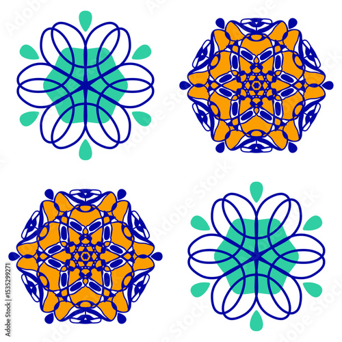 Italian ceramic tile pattern. Mediterranean porcelain pottery. Ethnic folk ornament. Mexican talavera, portuguese azulejo, spanish majolica, arabesque motif