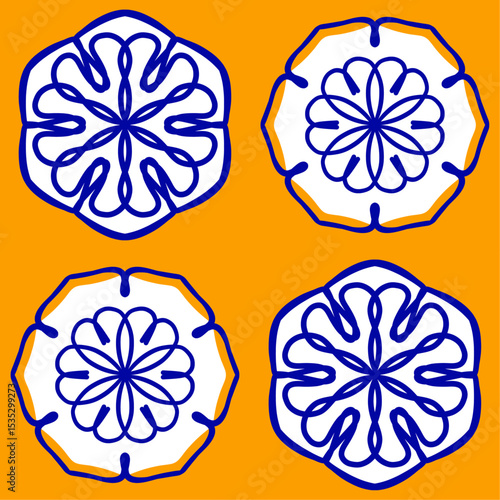 Italian ceramic tile pattern. Mediterranean porcelain pottery. Ethnic folk ornament. Mexican talavera, portuguese azulejo, spanish majolica, arabesque motif