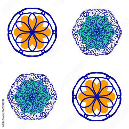 Italian ceramic tile pattern. Mediterranean porcelain pottery. Ethnic folk ornament. Mexican talavera, portuguese azulejo, spanish majolica, arabesque motif