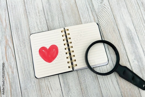 ノートの上のハートマーク　　　　　