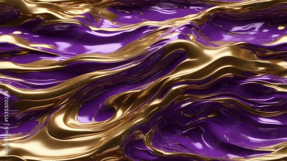 Liquid Metal Gradient Waves: Abstract 3D, Seamless, Iridescent Liquid Metal Gradient Waves: Abstract 3D, Seamless, Iridescent