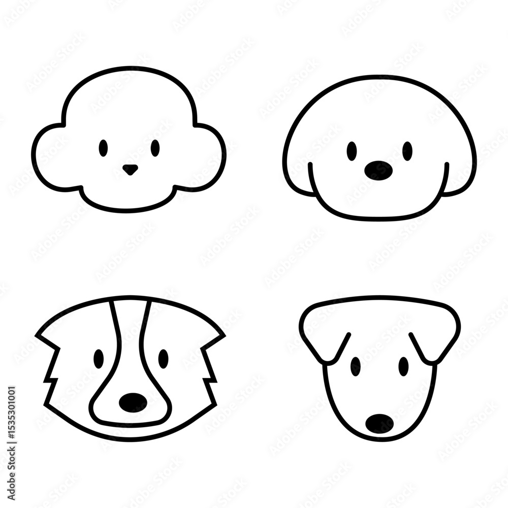 set of dog head line art vector set of dog head line art vector