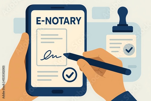 Electronic notary process with stylus and digital signature, AI generated