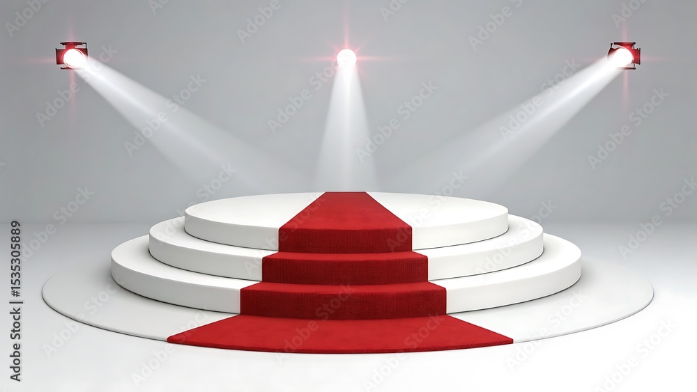 Fototapeta premium Red carpet stage backdrop for event presentation showcase