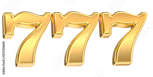 Number 777 Gold 3D Render